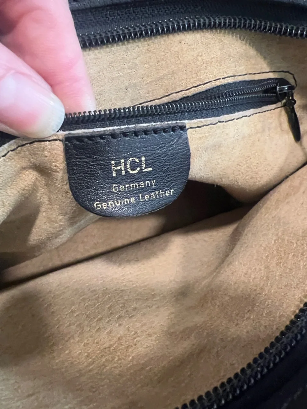 Vintage HCL Black Leather Monogram Crossbody Bag
